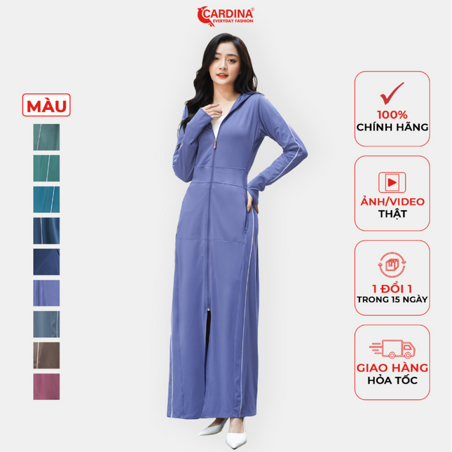 Siêu Phẩm Áo chống nắng nữ toàn thân 2 lớp dáng dài, váy chống nắng áo choàng liền thân vải thông hơi làm mát cao cấp